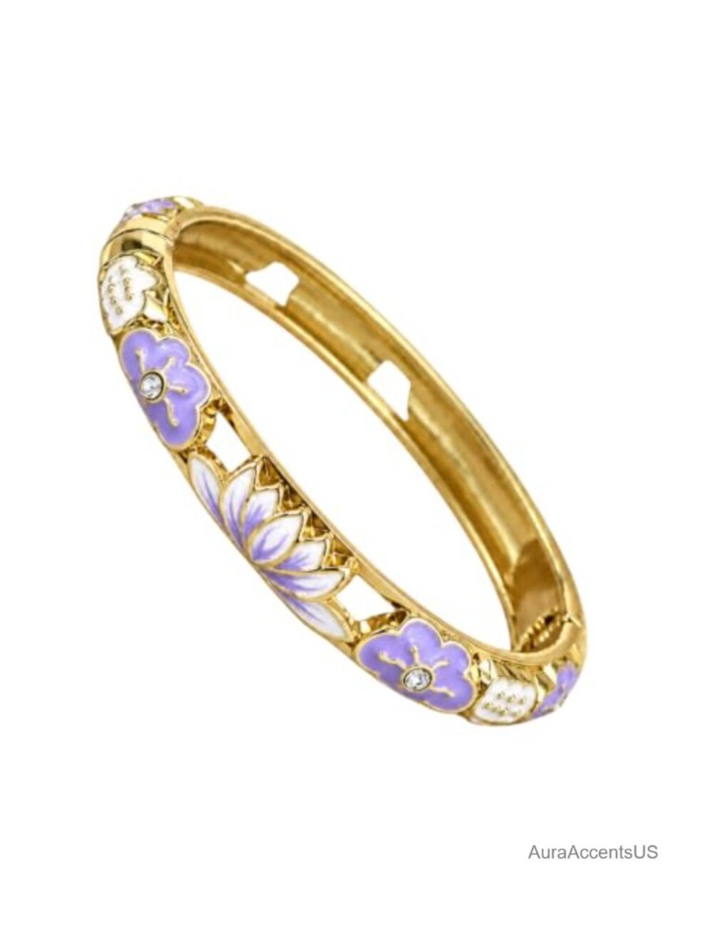 Gold Plated Enamel Bangle Bracelet Chunky Stackable
